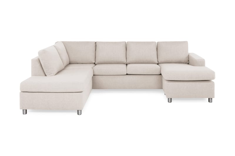Crazy 4-sits Vänstervänd U-formad Large Soffa med Divan och Schäslong i Tyg, Beige
