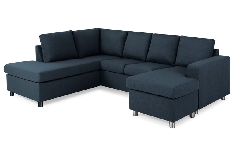 Crazy 4-sits Vänstervänd U-formad Large Soffa med Divan och Schäslong i Tyg - Blå - Möbler - Soffa - U-soffa