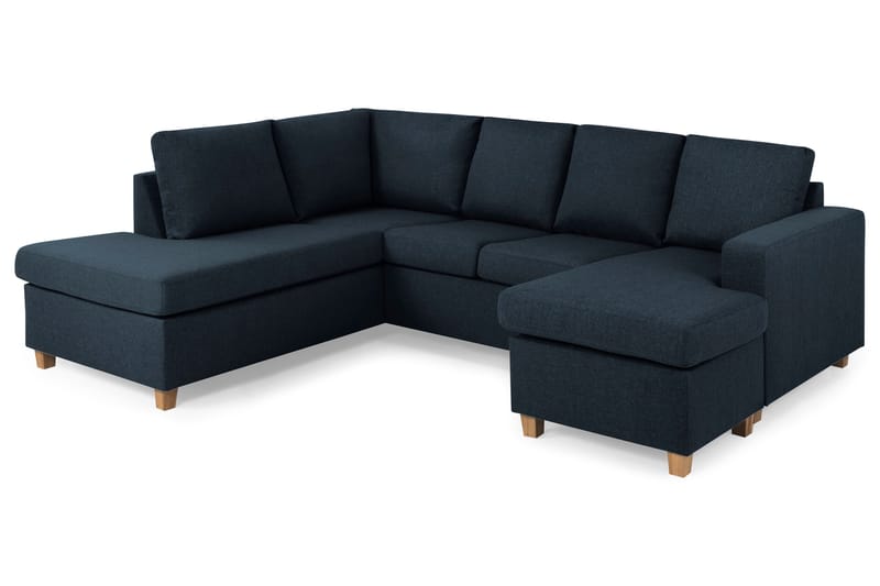 Crazy 4-sits Vänstervänd U-formad Large Soffa med Divan och Schäslong i Tyg - Blå - Möbler - Soffa - U-soffa