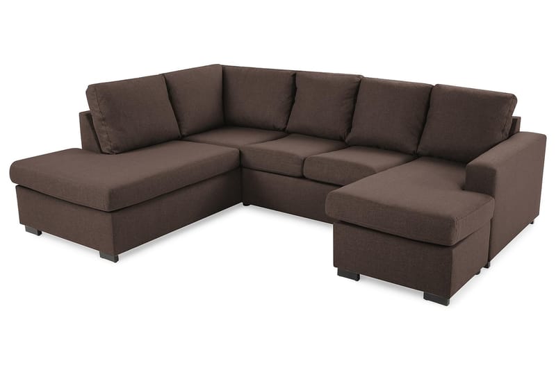 Crazy 4-sits Vänstervänd U-formad Large Soffa med Divan och Schäslong i Tyg - Brun - Möbler - Soffa - U-soffa