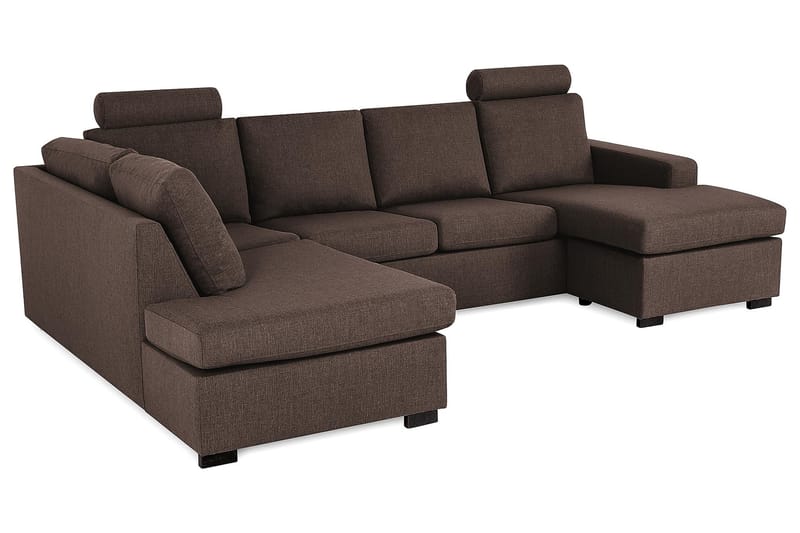 Crazy 4-sits Vänstervänd U-formad Large Soffa med Divan och Schäslong i Tyg - Brun - Möbler - Soffa - U-soffa