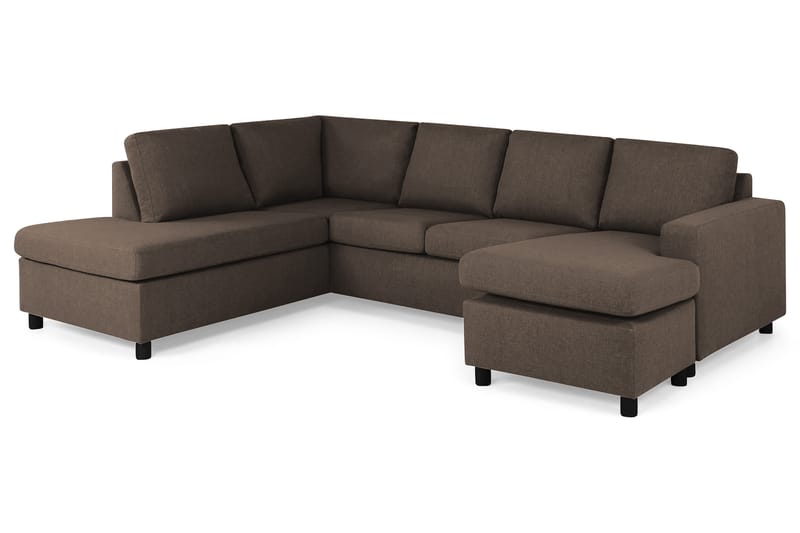 Crazy 4-sits Vänstervänd U-formad Large Soffa med Divan och Schäslong i Tyg - Brun - Möbler - Soffa - U-soffa