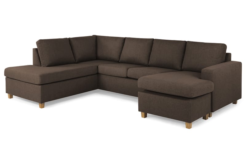 Crazy 4-sits Vänstervänd U-formad Large Soffa med Divan och Schäslong i Tyg - Brun - Möbler - Soffa - U-soffa