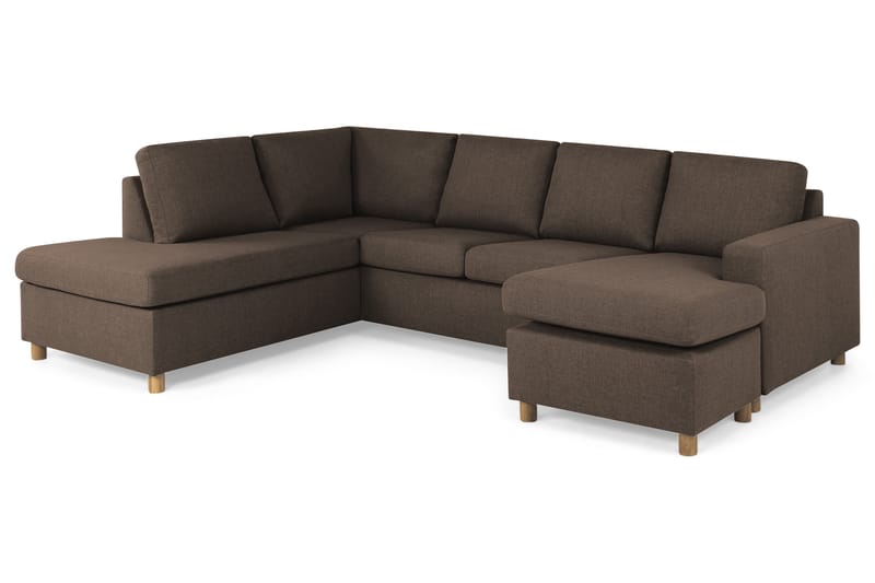Crazy 4-sits Vänstervänd U-formad Large Soffa med Divan och Schäslong i Tyg - Brun - Möbler - Soffa - U-soffa