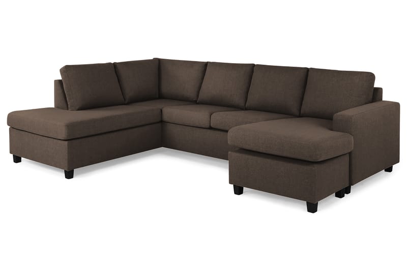 Crazy 4-sits Vänstervänd U-formad Large Soffa med Divan och Schäslong i Tyg - Brun - Möbler - Soffa - U-soffa