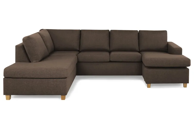 Crazy 4-sits Vänstervänd U-formad Large Soffa med Divan och Schäslong i Tyg - Brun - Möbler - Soffa - U-soffa
