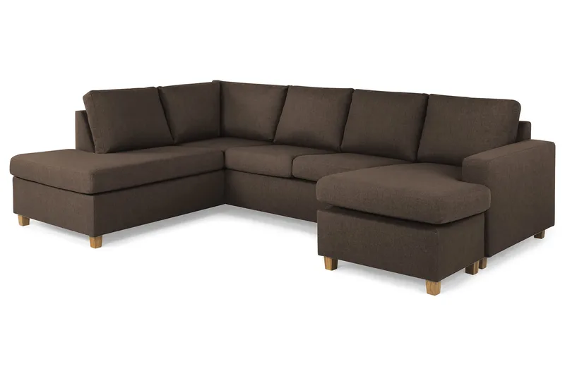 Crazy 4-sits Vänstervänd U-formad Large Soffa med Divan och Schäslong i Tyg - Brun - Möbler - Soffa - U-soffa
