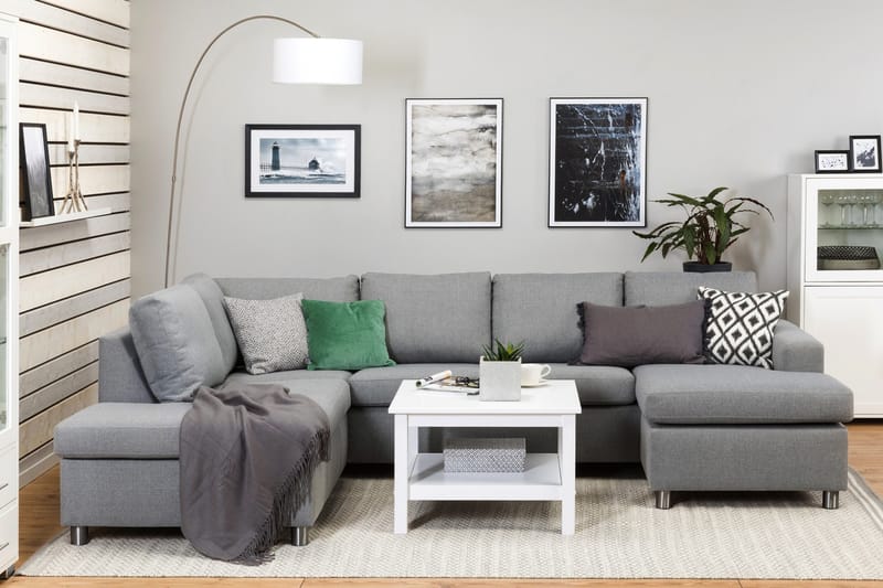 Crazy 4-sits Vänstervänd U-formad Large Soffa med Divan och Schäslong i Tyg - Grå - Möbler - Soffa - U-soffa