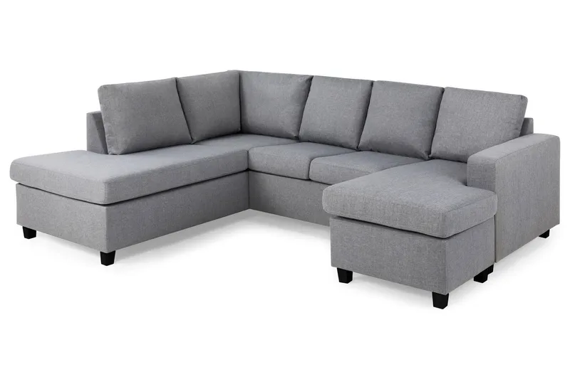 Crazy 4-sits Vänstervänd U-formad Large Soffa med Divan och Schäslong i Tyg - Grå - Möbler - Soffa - U-soffa