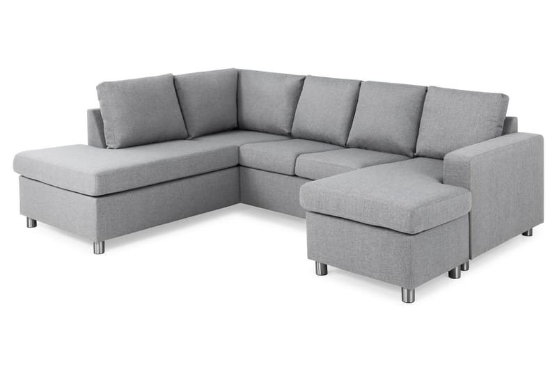 Crazy 4-sits Vänstervänd U-formad Large Soffa med Divan och Schäslong i Tyg - Grå - Möbler - Soffa - U-soffa