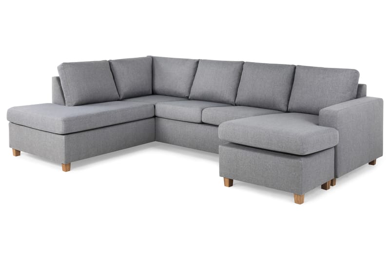 Crazy 4-sits Vänstervänd U-formad Large Soffa med Divan och Schäslong i Tyg - Grå - Möbler - Soffa - U-soffa