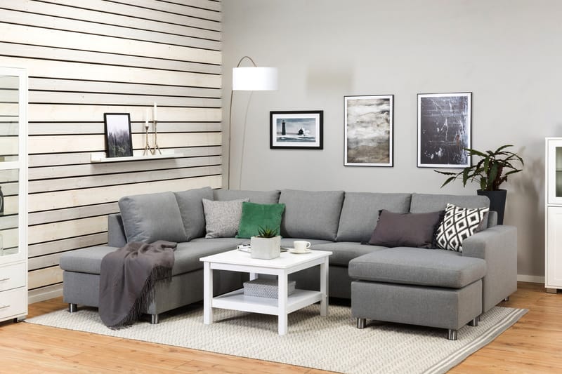 Crazy 4-sits Vänstervänd U-formad Large Soffa med Divan och Schäslong i Tyg - Grå - Möbler - Soffa - U-soffa