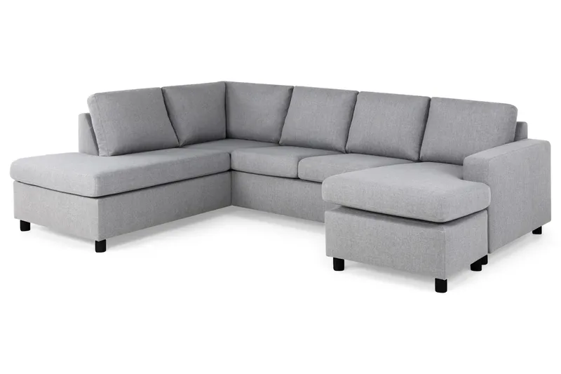 Crazy 4-sits Vänstervänd U-formad Large Soffa med Divan och Schäslong i Tyg - Grå - Möbler - Soffa - U-soffa