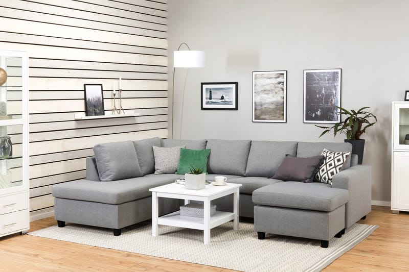 Crazy 4-sits Vänstervänd U-formad Large Soffa med Divan och Schäslong i Tyg - Grå - Möbler - Soffa - U-soffa