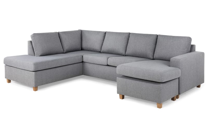 Crazy 4-sits Vänstervänd U-formad Large Soffa med Divan och Schäslong i Tyg - Grå - Möbler - Soffa - U-soffa