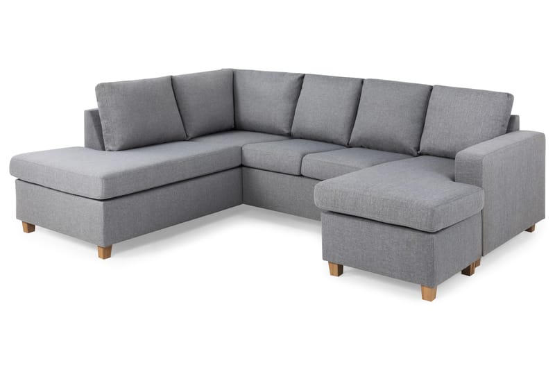 Crazy 4-sits Vänstervänd U-formad Large Soffa med Divan och Schäslong i Tyg - Grå - Möbler - Soffa - U-soffa