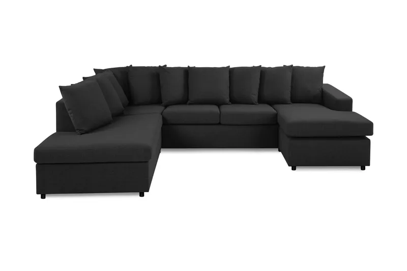 Crazy 4-sits Vänstervänd U-formad Large Soffa med Divan och Schäslong i Tyg inkl Kuvertkuddar, Antracit