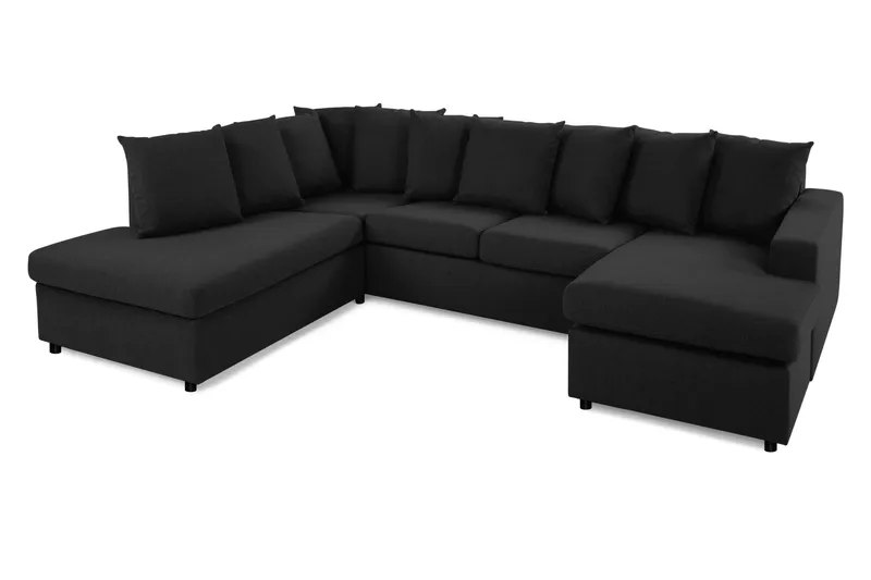 Crazy 4-sits Vänstervänd U-formad Large Soffa med Divan och Schäslong i Tyg inkl Kuvertkuddar - Antracit - Möbler - Soffa - U-soffa