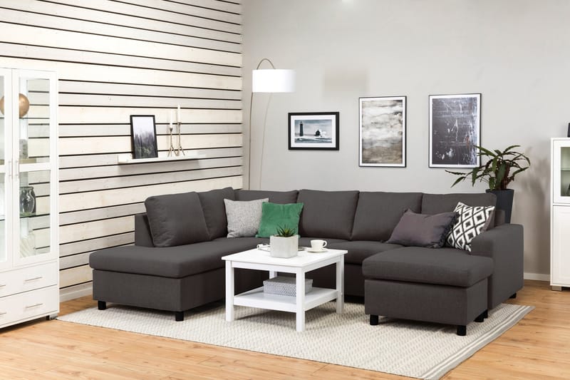 Crazy 4-sits Vänstervänd U-formad Large Soffa med Divan och Schäslong i Tyg - Mörkgrå - Möbler - Soffa - U-soffa