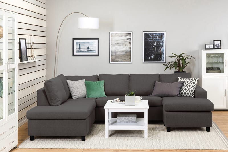 Crazy 4-sits Vänstervänd U-formad Large Soffa med Divan och Schäslong i Tyg - Mörkgrå - Möbler - Soffa - U-soffa