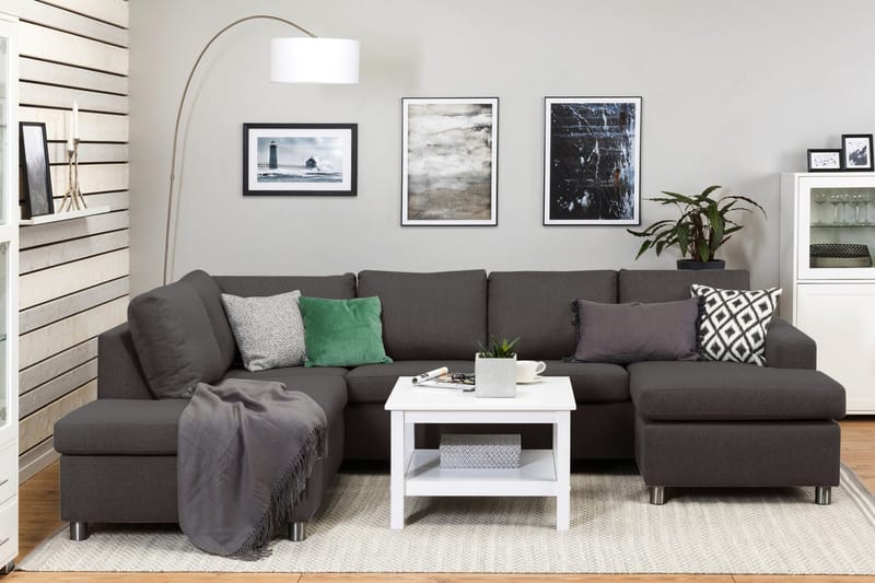 Crazy 4-sits Vänstervänd U-formad Large Soffa med Divan och Schäslong i Tyg - Mörkgrå - Möbler - Soffa - U-soffa