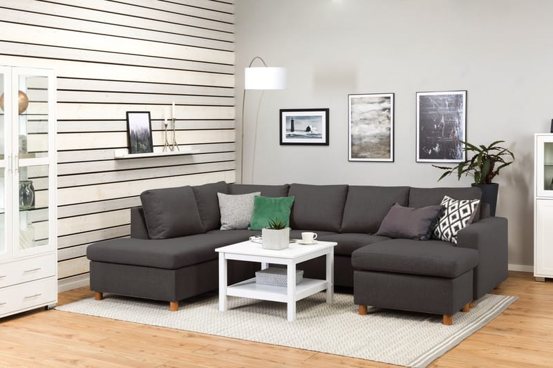 Crazy 4-sits Vänstervänd U-formad Large Soffa med Divan och Schäslong i Tyg - Mörkgrå - Möbler - Soffa - U-soffa