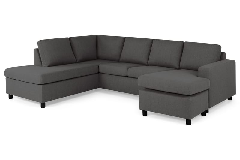 Crazy 4-sits Vänstervänd U-formad Large Soffa med Divan och Schäslong i Tyg - Mörkgrå - Möbler - Soffa - U-soffa