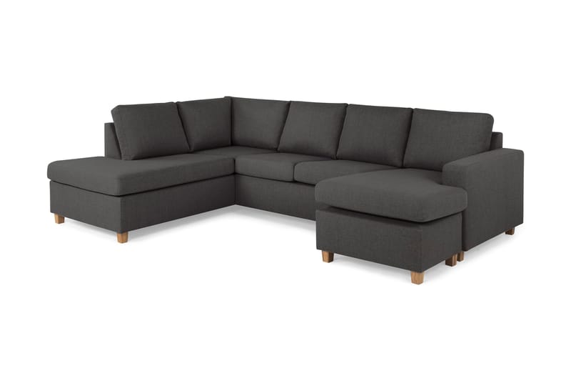 Crazy 4-sits Vänstervänd U-formad Large Soffa med Divan och Schäslong i Tyg - Mörkgrå - Möbler - Soffa - U-soffa