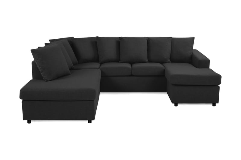 Crazy 4-sits Vänstervänd U-formad Small Soffa med Divan och Schäslong i Tyg inkl Kuvertkuddar - Antracit - Möbler - Soffa - U-soffa