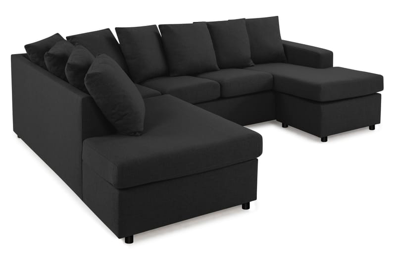 Crazy 4-sits Vänstervänd U-formad Small Soffa med Divan och Schäslong i Tyg inkl Kuvertkuddar - Antracit - Möbler - Soffa - U-soffa