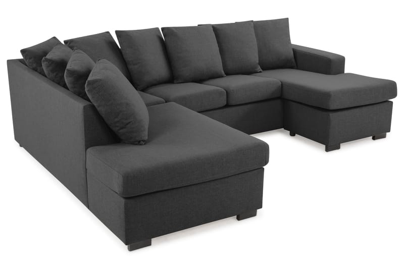Crazy 4-sits Vänstervänd U-formad Small Soffa med Divan och Schäslong i Tyg inkl Kuvertkuddar - Mörkgrå - Möbler - Soffa - U-soffa