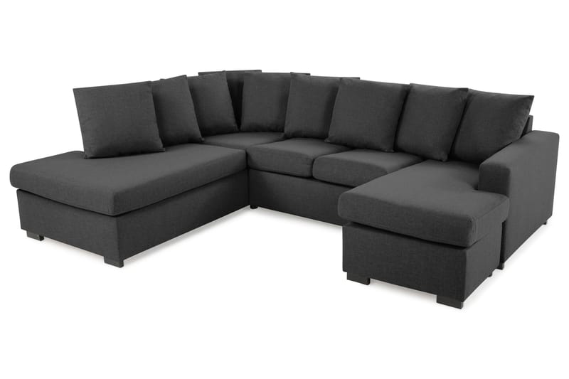 Crazy 4-sits Vänstervänd U-formad Small Soffa med Divan och Schäslong i Tyg inkl Kuvertkuddar - Mörkgrå - Möbler - Soffa - U-soffa