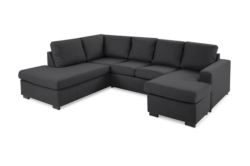 Crazy 4-sits Vänstervänd U-formad Small Soffa med Divan och Schäslong i Tyg - Mörkgrå - Möbler - Soffa - U-soffa