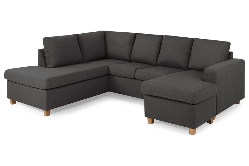Crazy 4-sits Vänstervänd U-formad Small Soffa med Divan och Schäslong i Tyg - Mörkgrå - Möbler - Soffa - U-soffa