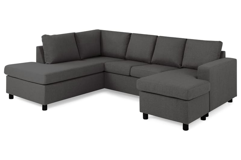 Crazy 4-sits Vänstervänd U-formad Small Soffa med Divan och Schäslong i Tyg - Mörkgrå - Möbler - Soffa - U-soffa