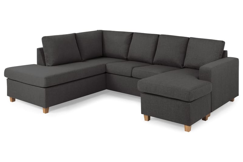 Crazy 4-sits Vänstervänd U-formad Small Soffa med Divan och Schäslong i Tyg - Mörkgrå - Möbler - Soffa - U-soffa