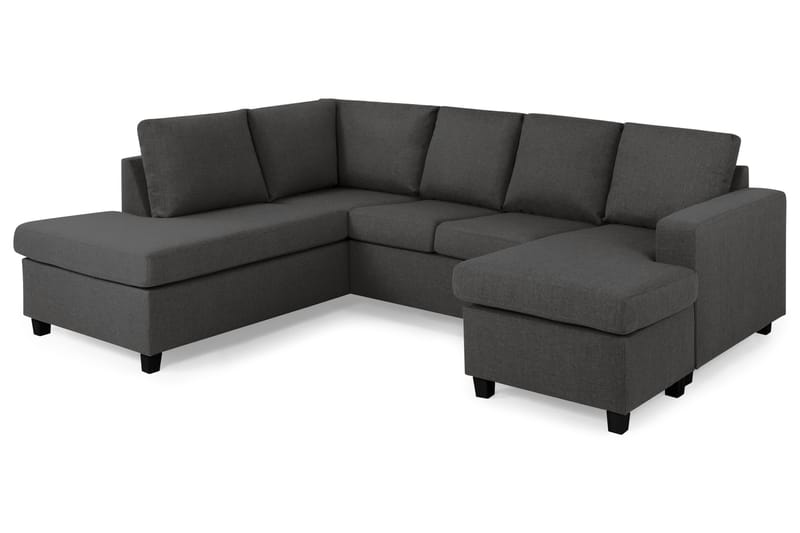 Crazy 4-sits Vänstervänd U-formad Small Soffa med Divan och Schäslong i Tyg - Mörkgrå - Möbler - Soffa - U-soffa