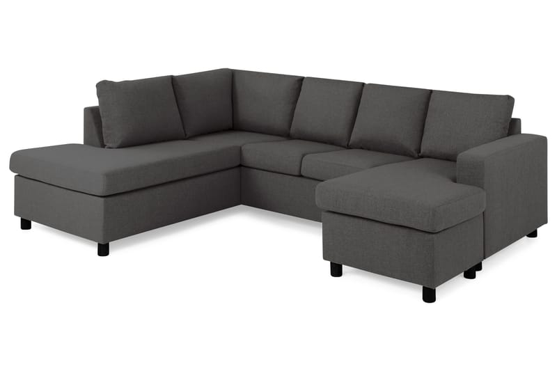 Crazy 4-sits Vänstervänd U-formad Small Soffa med Divan och Schäslong i Tyg - Mörkgrå - Möbler - Soffa - U-soffa