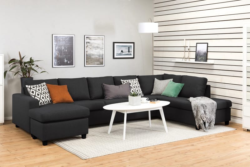 Crazy 5-sits Högervänd U-formad X-Large Soffa med Divan och Schäslong i Tyg - Antracit - Möbler - Soffa - U-soffa