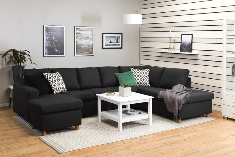 Crazy 5-sits Högervänd U-formad X-Large Soffa med Divan och Schäslong i Tyg - Antracit - Möbler - Soffa - U-soffa