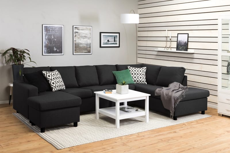 Crazy 5-sits Högervänd U-formad X-Large Soffa med Divan och Schäslong i Tyg - Antracit - Möbler - Soffa - U-soffa