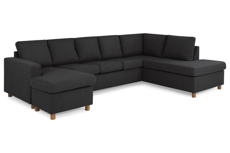 Crazy 5-sits Högervänd U-formad X-Large Soffa med Divan och Schäslong i Tyg - Antracit - Möbler - Soffa - U-soffa