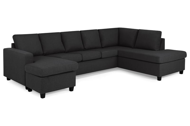 Crazy 5-sits Högervänd U-formad X-Large Soffa med Divan och Schäslong i Tyg - Antracit - Möbler - Soffa - U-soffa