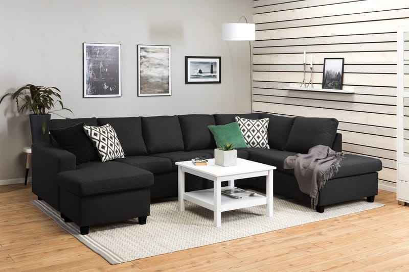 Crazy 5-sits Högervänd U-formad X-Large Soffa med Divan och Schäslong i Tyg - Antracit - Möbler - Soffa - U-soffa