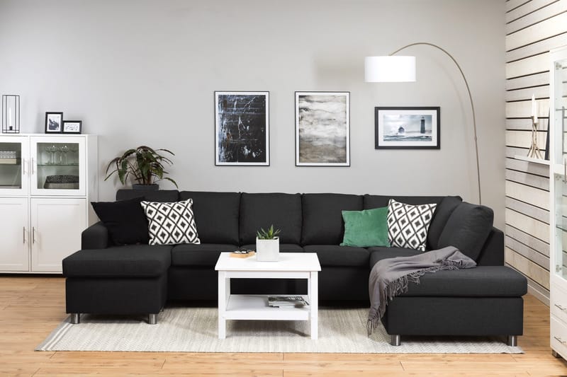 Crazy 5-sits Högervänd U-formad X-Large Soffa med Divan och Schäslong i Tyg - Antracit - Möbler - Soffa - U-soffa