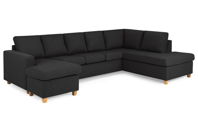 Crazy 5-sits Högervänd U-formad X-Large Soffa med Divan och Schäslong i Tyg - Antracit - Möbler - Soffa - U-soffa