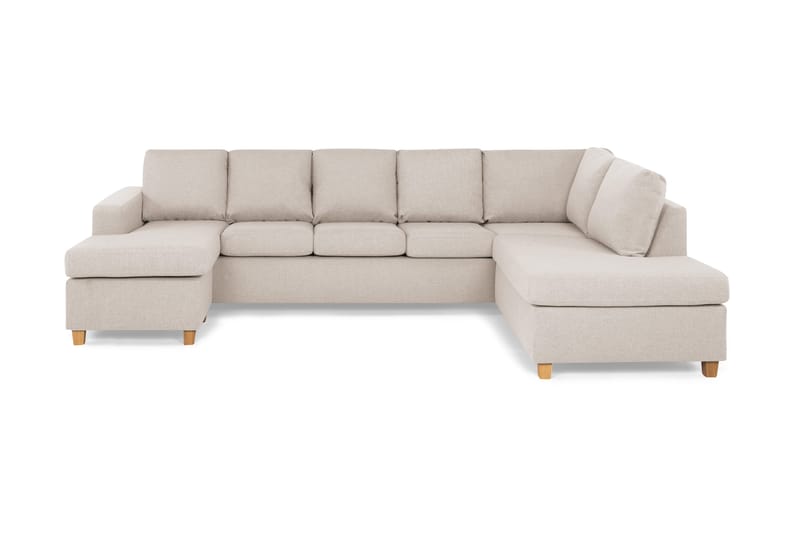 Crazy 5-sits Högervänd U-formad X-Large Soffa med Divan och Schäslong i Tyg, Beige