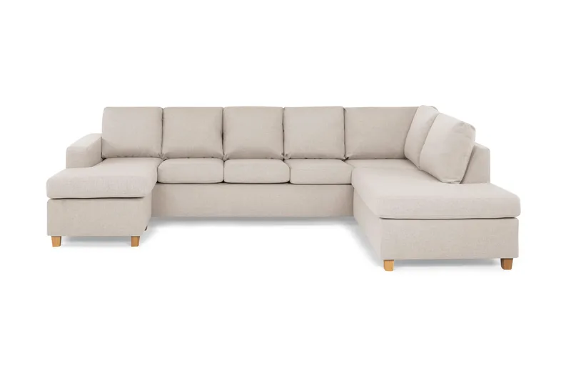 Crazy 5-sits Högervänd U-formad X-Large Soffa med Divan och Schäslong i Tyg, Beige