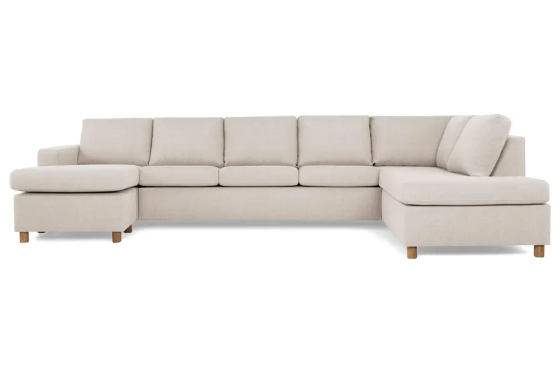 Crazy 5-sits Högervänd U-formad X-Large Soffa med Divan och Schäslong i Tyg - Beige - Möbler - Soffa - U-soffa
