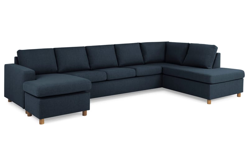 Crazy 5-sits Högervänd U-formad X-Large Soffa med Divan och Schäslong i Tyg - Blå - Möbler - Soffa - U-soffa